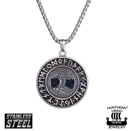 Northern Viking Jewelry "Tree Of Life Helm Of Awe" teräksinen riipus NVJRS127 - Miesten kaulakorut - NVJRS127-55 - 1